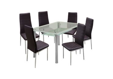 Jídelní stůl PATKAI + 6 židlí SNAEFELL hnědá