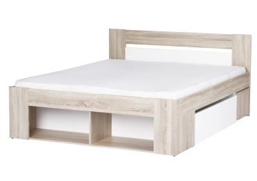 LANAI, postel 140x200 cm, dub sonoma/bílá